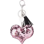 Přívěsek na klíče s flitry - srdce růžové sublimace termotransfer