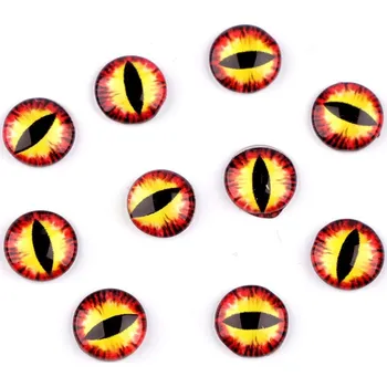 Skleněné oči k nalepení kočka, drak Ø10 a 12 mm, barva 10 (10 mm) žlutá červená