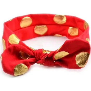 Čelenka Flamenco Mystique Elastická Dívčí Čelenka s Uzlem a Tečkami, Bavlna/Elastan, 36 cm x 5,5 cm