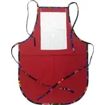 Kuchyňská zástěra červená s lemováním - lem černé květy sublimace termotransfer