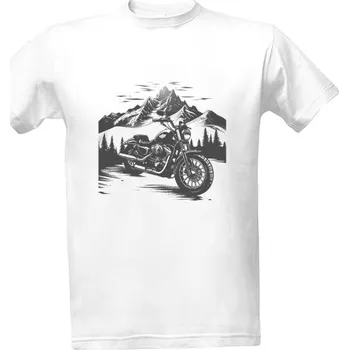 Tričko s potiskem Motorka v horách pánské