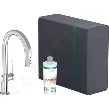 Vodovodní baterie Hansgrohe Aqittura M91 Dřezová baterie s výsuvnou koncovkou, SodaSystem, sBox, chrom, 76836000