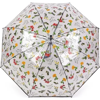 Deštník Dámský / dívčí průhledný vystřelovací deštník luční květy - 4 černá