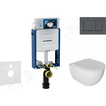 Geberit Kombifix Set předstěnové instalace, klozetu Oudee a sedátka softclose, tlačítko Sigma30, matná černá/černá, SANI15CA5104