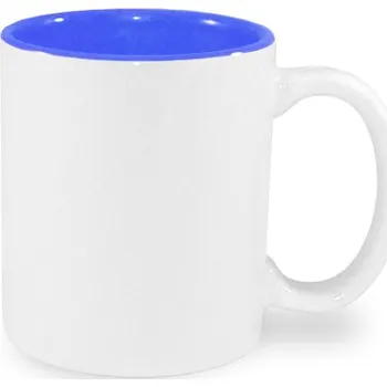 Bílý hrnek 330 ml JS Coating s barevným vnitřkem - nebesky modrý sublimace termotransfer