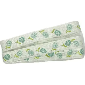 Stuha Stuha bavlněná FIORINO pastelově modrá 15mm x 2m (6,-Kč/m) (Dekorační látková stuha, bílá, jednostranný potisk)