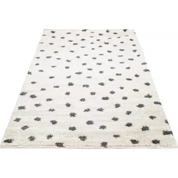 Koberec Makro Abra Kusový koberec Shaggy DELHI 4076A Puntíky Tečkovaný krémový šedý Rozměr: 60x100 cm