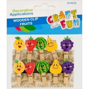Craft with Fun CF DECORATION DEK DREW CLIP FRUITS 10KS 20/200