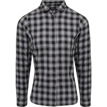 Dámská košile Premier Workwear Dámská bavlněná kostkovaná košile - Ocelově šedá / černá | 2XL