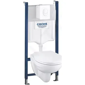 WC sada Grohe Solido Set předstěnové instalace, klozetu a sedátka softclose, tlačítko Skate Air, alpská bílá, 39116000