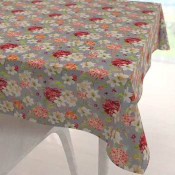 ubrus Dekorační čtvercový ubrus PML-092 Hortenzie a lilie na šedém 40x40 cm