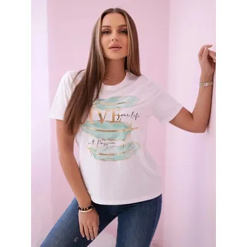 Dámské tričko Stylové dámské tričko MA2024-3 s potiskem, VELIKOST UNI ( S, M , L )