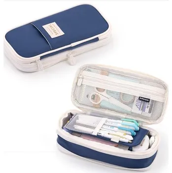 Kosmetická taška Flamenco Mystique Multifunkční Penál s Třemi Komorami, Tmavě Modrá, 100% Polyester, 23x6.5x10.5 cm