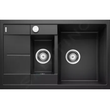 Granitový dřez Blanco Metra 6 Silgranitový dřez, 78x50 cm, s ovládáním odtoku, černá, 525925
