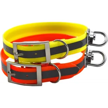 Obojek pro psa MZ - potřeby pro lovecké psy Barvářský Biothane obojek ORANŽOVÝ s reflexním proužkem Velikost: 65cm/25mm