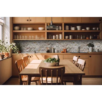 Tapeta DIMEX | Fototapeta do kuchyně Kamenná zítka KI-420-260 | 420 x 60 cm | šedá, hnědá, béžová + Samolepicí fototapeta za kuchyňskou linku DIMEX Kamenná zítka v šíři 420 cm