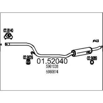 Tlumič výfuku Střední tlumič výfuku MTS 01.52040