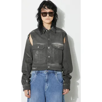 Dámská casual bunda Bunda Rick Owens Denim Jacket Cape Sleeve Cropped Outershirt dámská, šedá barva, přechodná, DS01D1702.SCF.78, XS, 90Y