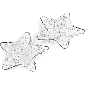 Vánoční dekorace Hvězda z drátu Ø50 mm - stříbrná (2 ks)