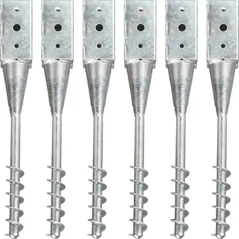 Příslušenství pro plot vidaXL Kotvící hroty 6 ks stříbrné 10 x 10 x 57 cm pozinkovaná ocel