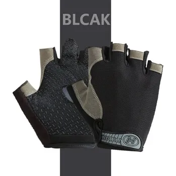 Chránič rukou Prodyšné poloprstové sportovní rukavice protiskluzové - Obyčejná černá,S