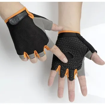 Chránič rukou Cyklistické rukavice půlprstové prodyšné MTB - Normální oranžová,S