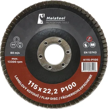 Brusný kotouč Lamelový brusný kotouč Molatool Korund 115 mm P100