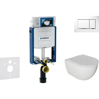 WC sada Geberit Kombifix - Set předstěnové instalace, klozetu Oudee a sedátka softclose, tlačítko Sigma20, bílá/chrom SANI15CA3112