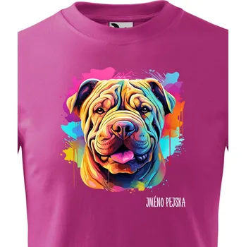 Chlapecké oblečení Dětské tričko Šar pej, Barva Purpurová, Velikost 134 cm/8 roků, Canvas Dětské tričko 2555