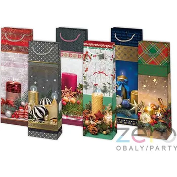 Dárková taška Taška papírová dárková 10,5x33x8,5 cm (lak) - vánoční (mix 2)