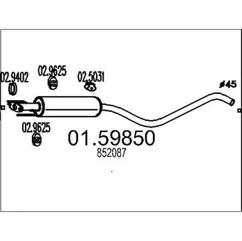 Tlumič výfuku Střední tlumič výfuku MTS 01.59850