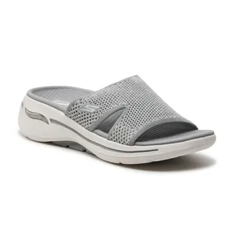 SKECHERS Go Walk Arch Fit Sandal Joyful šedé Dámské pantofle SKECHERS Go Walk Arch Fit Sandal Joyful šedé