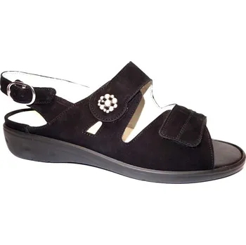 Dámské sandále Letní vycházková obuv, Waldläufer, šíře K, černá: Černá Nubuk, velur (semiš) 28,4 43 K - extra široká (28506-28507)