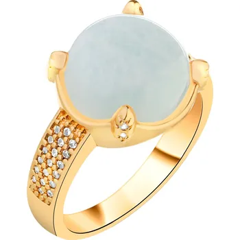 Prsten Pozlacený prsten z mosazi s amazonitem a zirkony - AR538-2160