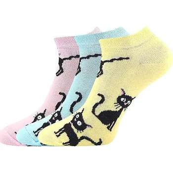 Dámské ponožky 3PACK dámské kotníkové ponožky Boma - Piki 55, kočky, mix A Barva: Mix barev, Velikost: 35-38