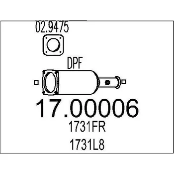 Filtr pevných částic Filtr pevnych castic, vyfukovy system MTS 17.00006