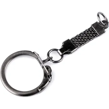 Přívěsek na klíče s karabinou a poutkem - nikl černý (5 ks)