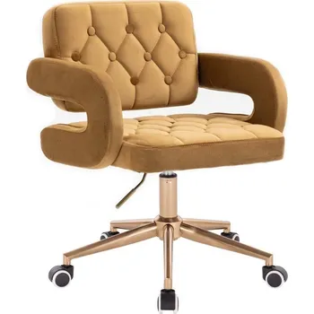 LuxuryForm DESIGN Kosmetická židle ADRIA VELUR na zlaté podstavě s kolečky - medová