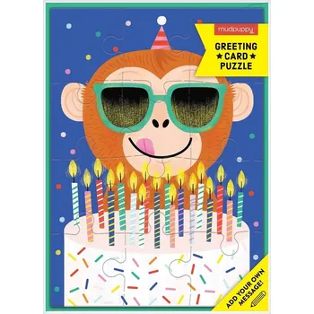 Výuková hračka Mudpuppy Puzzle s přáním Opice s dortem 12 dílků