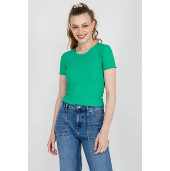 Dámské oblečení Only dámské žebrované zkrácené triko Emma zelené Velikost: XL