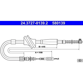 Lanko parkovací brzdy Tažné lanko, parkovací brzda ATE 24.3727-0139.2