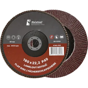 Brusný kotouč Lamelový brusný kotouč Molatool Korund 180 mm P40