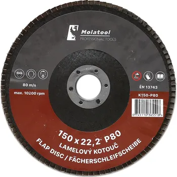 Brusný kotouč Lamelový brusný kotouč Molatool Korund 150 mm P80
