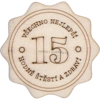 Dřevěná hračka Dřevěný výřez z překližky, B88, pečeť, VŠECHNO NEJLEPŠÍ-15, 5,8cm, 1ks