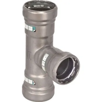 rozdělovač topení Sanha HEAVY STEEL PRESS 70130 T-kus 2"x1"x2", redukovaný, s konci na vnitřní lisování, topení, uhlíková ocel