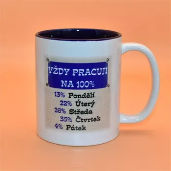 Keramický hrnek s potiskem - Pracuji na 100%