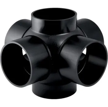 Kanalizační potrubí Geberit PE odbočka 88,5°, DN100/100, kulová, čtyřnásobná, odpadní, PE-HD, černá