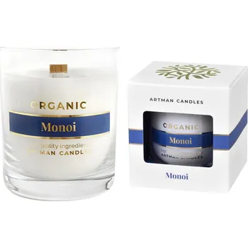 Svíčka Svíčka ve skle vonná - ORGANIC Monoi dřevěný knot 250 g