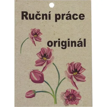 Bellatex Cedulka Ruční práce sada 6 ks 50x70 mm Kvítek růžová, béžová