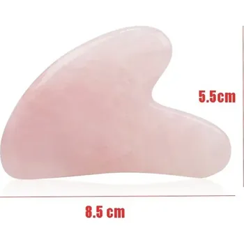 Masáž Přírodní masážní deska gua sha z křemene - růžová A